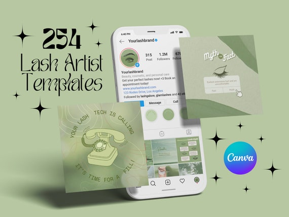 Lash Tech GREEN AESTHETIC Instagram Template ⎮ Lash Lift & Tint ⎮ Lash artist ⎮ Brand content ⎮ Story Highlight Covers ⎮ Canva IG story