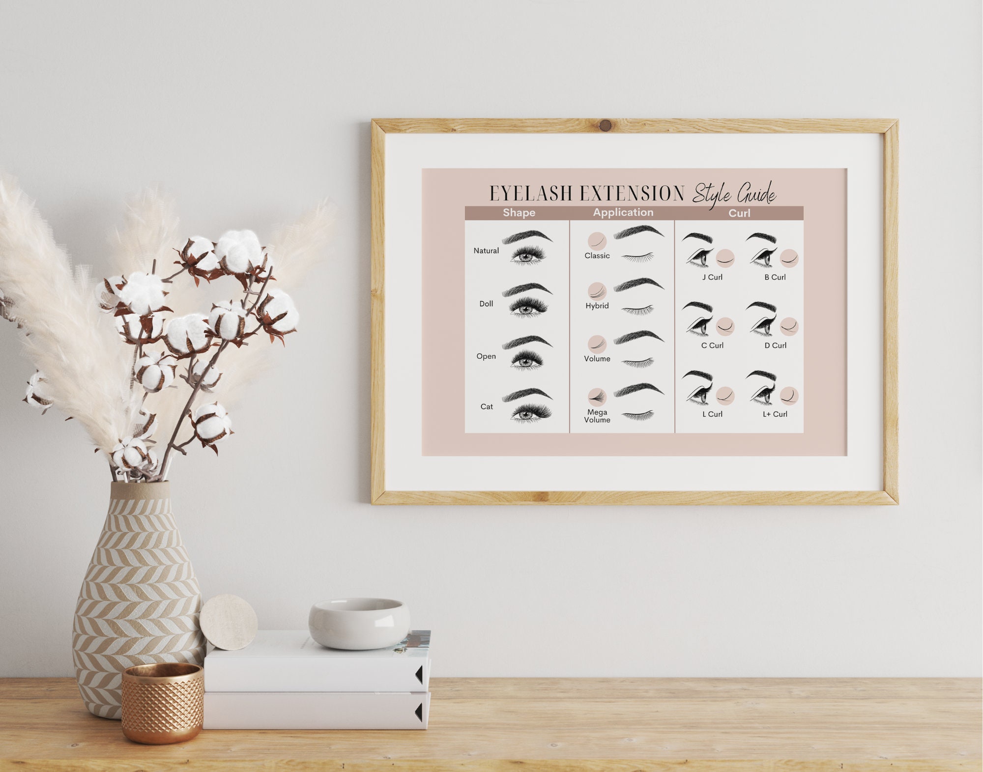 Eyelash Extension Style Guide to Assist Lash Clients *DIGITAL PRINT* Wall Decor, Poster, Lash Tech