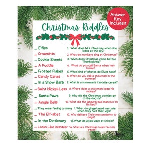 Christmas Riddles Game Printable, Christmas Party Game Kids, Christmas ...