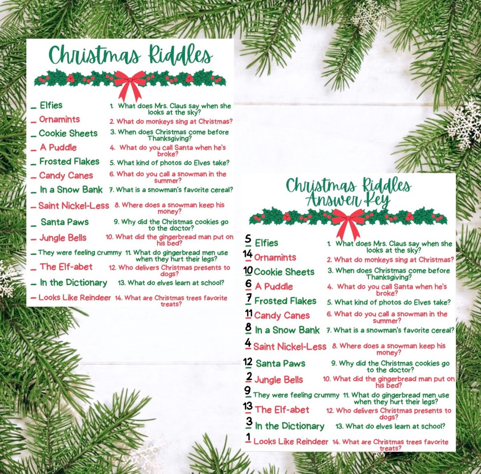 Christmas Riddles Game Printable, Christmas Party Game Kids, Christmas ...