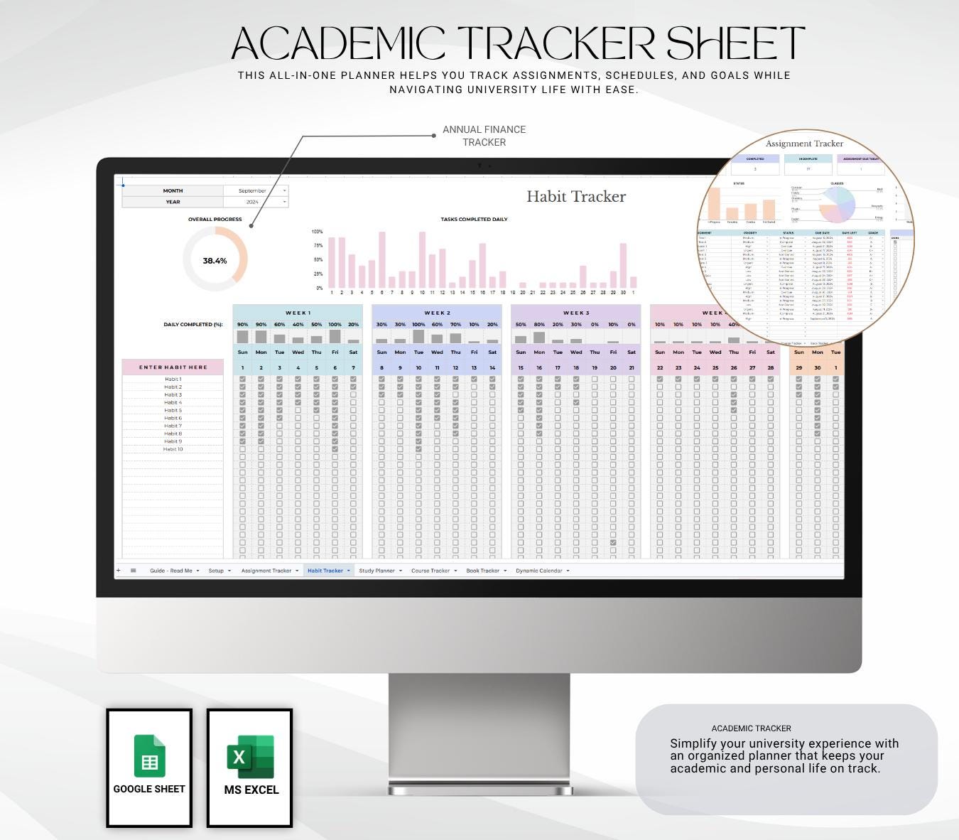Academic Tracker Printable | Student Planner Sheet | Study Tracker ...