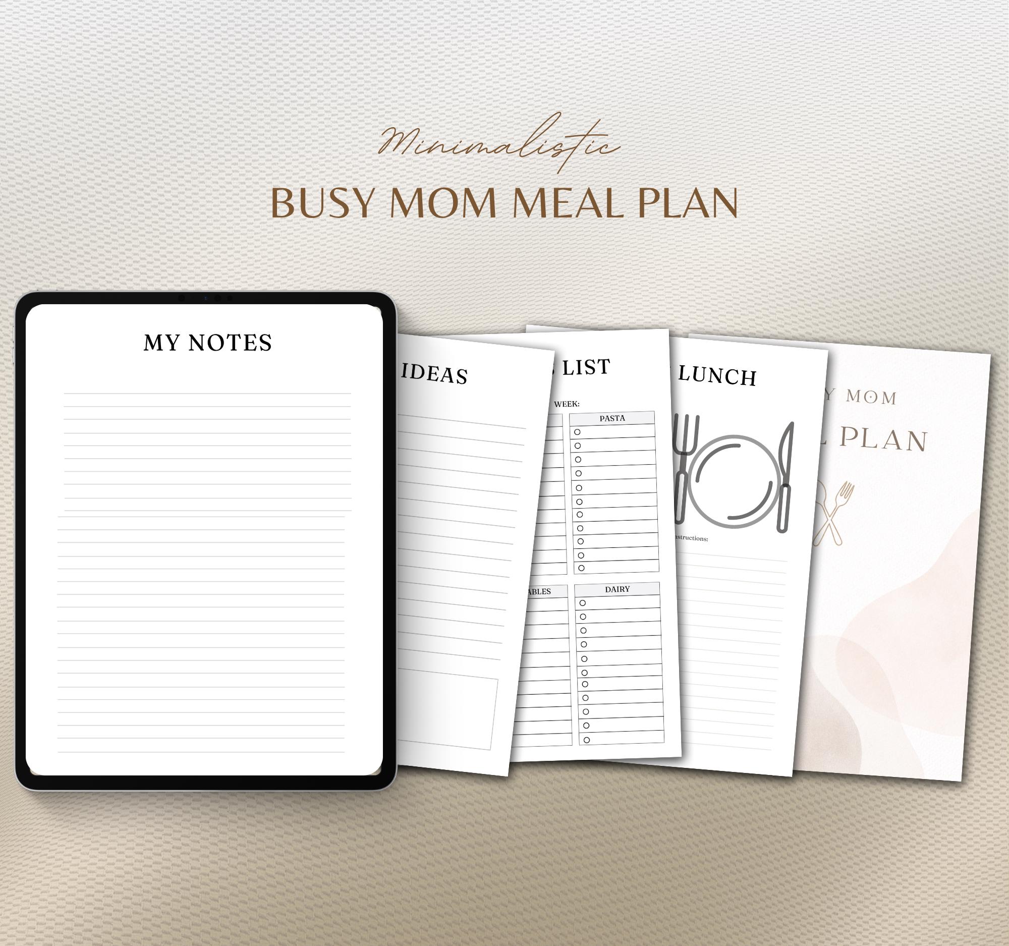 Busy Mom Meal Plan Printable | Weekly Family Meal Planner | Quick Easy ...