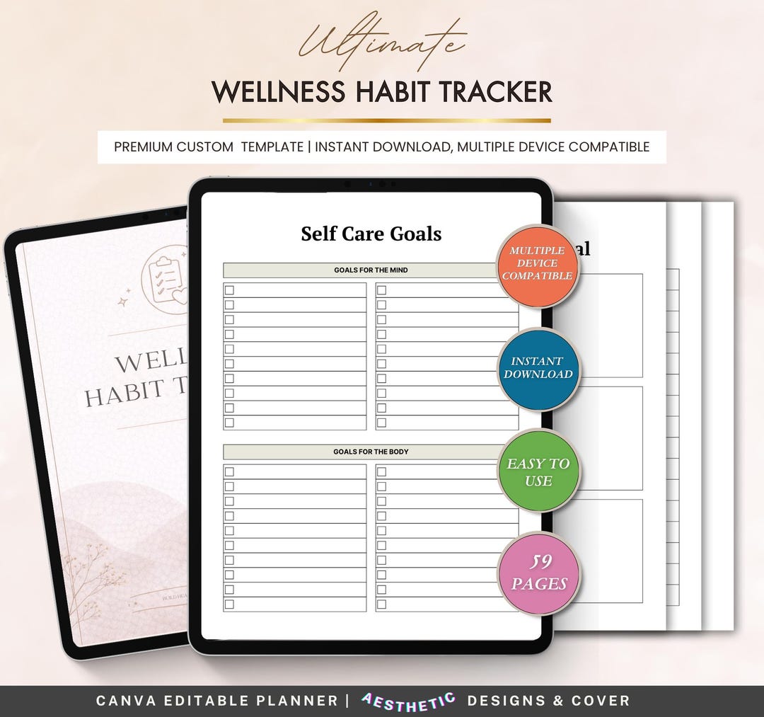 Wellness Habit Tracker Printable | Self Care Habit Tracker | Daily ...