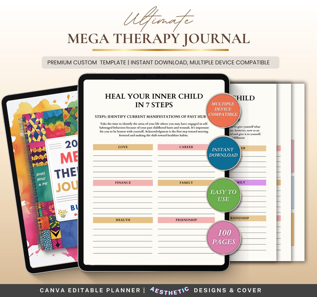 Mega Therapy Journal | Mental Health Workbook Bundle | CBT Journal | Self Care Planner | Anxiety ...