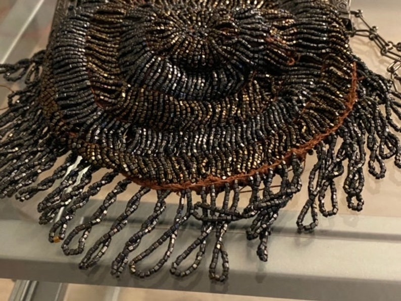Antique Victorian Micro Steel Beaded Purse With Frame Hand Bag Early ...