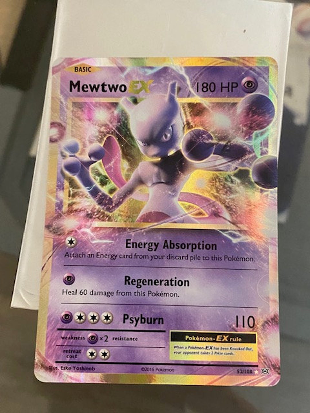 Mewtwo EX 180 HP Pokemon Trading Card Rare Energy Psyburn Great Condition Regeneration Card in