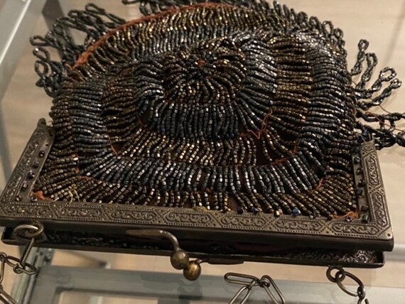 Antique Victorian Micro Steel Beaded Purse With Frame… - Gem