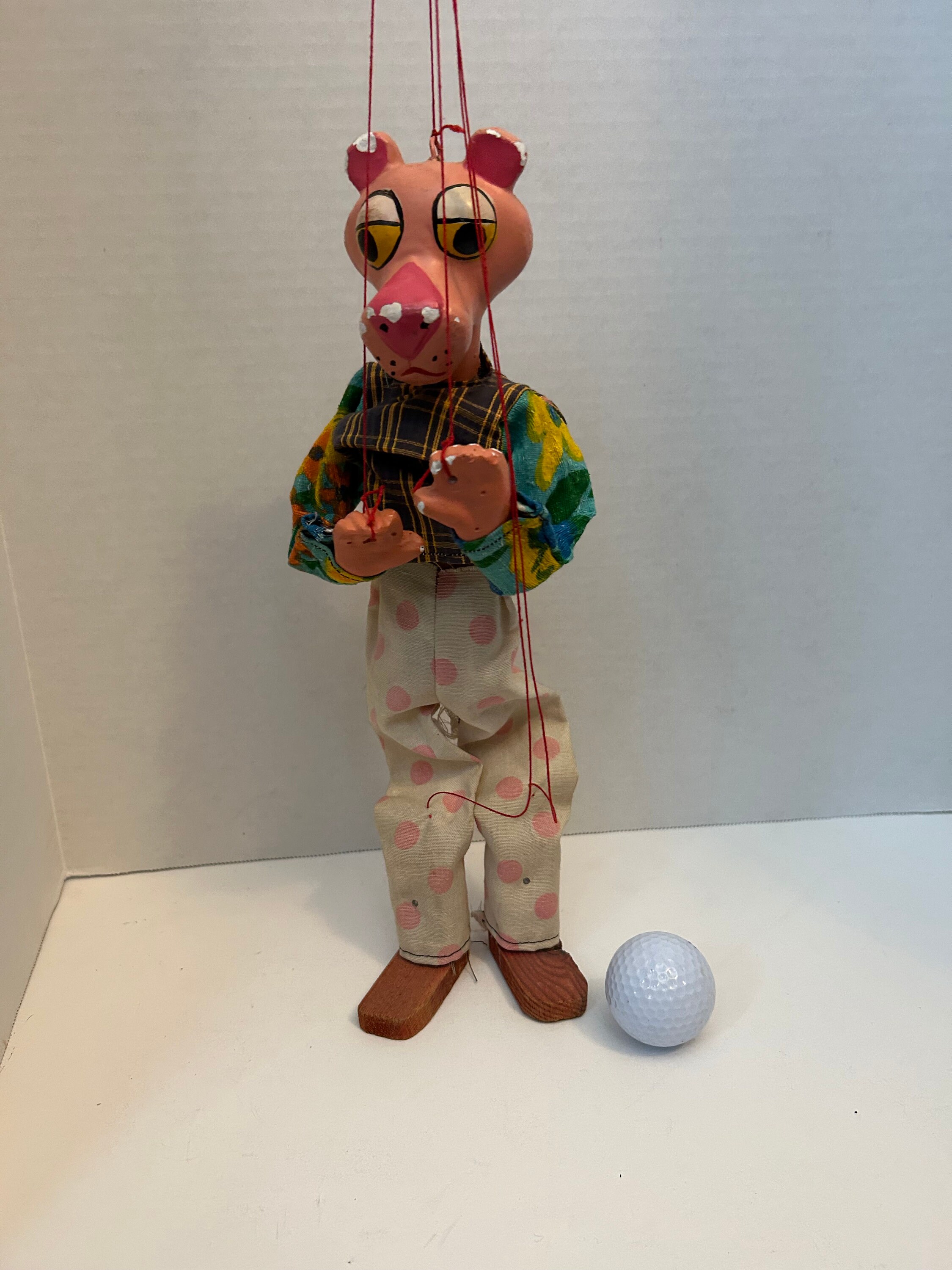Vintage Pink Panther Marionette String Puppet Ceramic Mexico Handmade ...