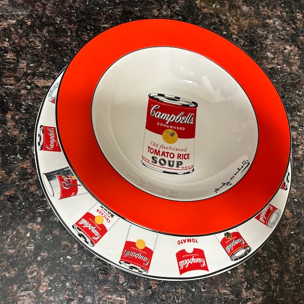 Andy Warhol Campbell’s Soup Modern Art - Bowl & Plate Signature Set