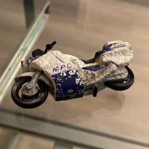Spielzeug Vintage MPD Saul Polizei Motorrad Motorrad Weiß Blau Die Cast Metal