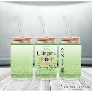 DIGITAL Light Green Glitter Chingona Libbey Glass Sublimation Wrap