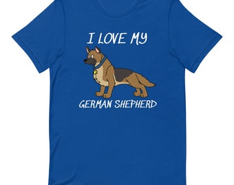 I Love My German Shepherd-T-shirt voor volwassenen, uniseks