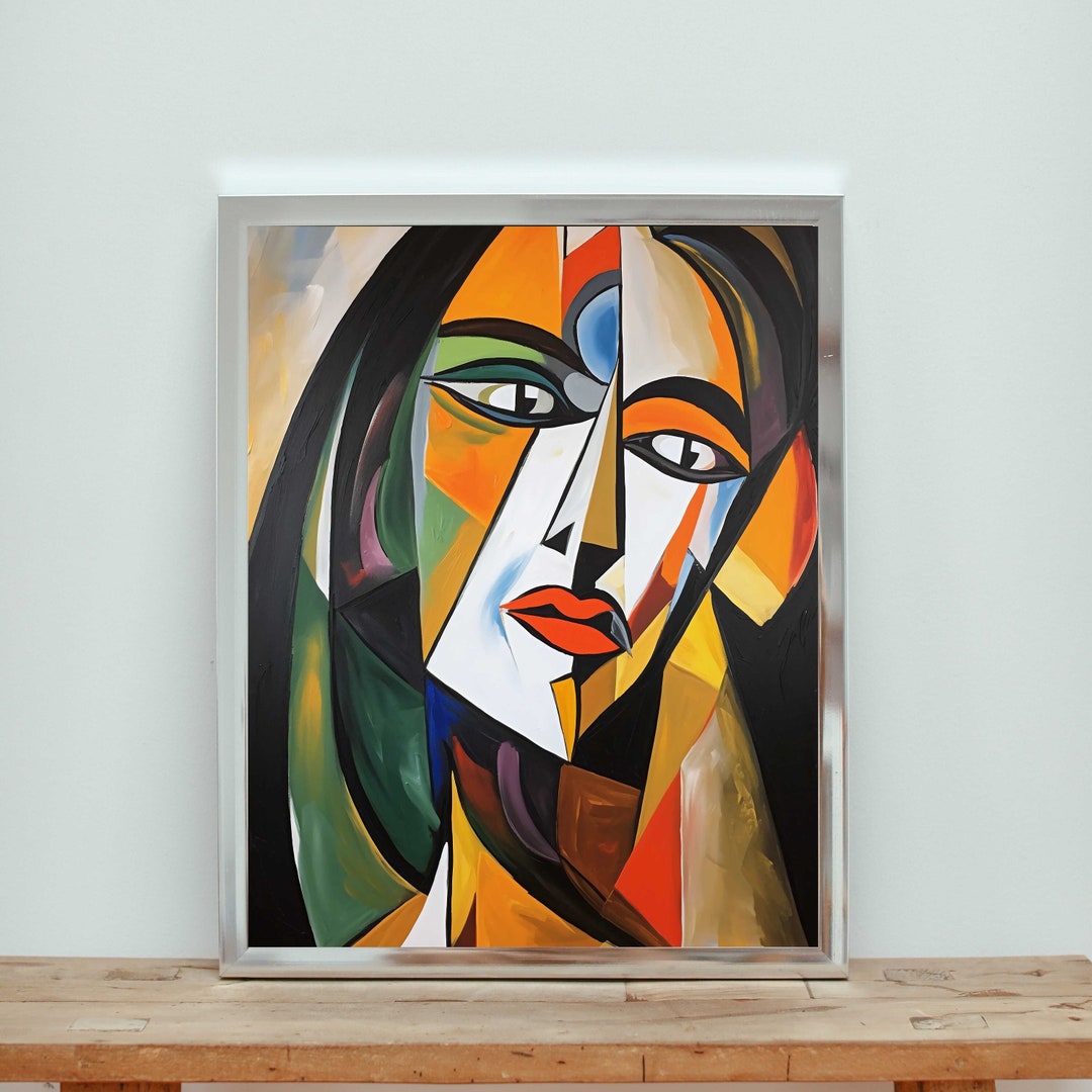 Abstract Woman Face Painting, Printable Wall Art, Colorful Wall Poster
