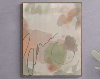Light Pink Beige and Green, Modern Printable Abstract Wall Art, Downloadable Painting Contemporary, Home Wall Decor Digital Art