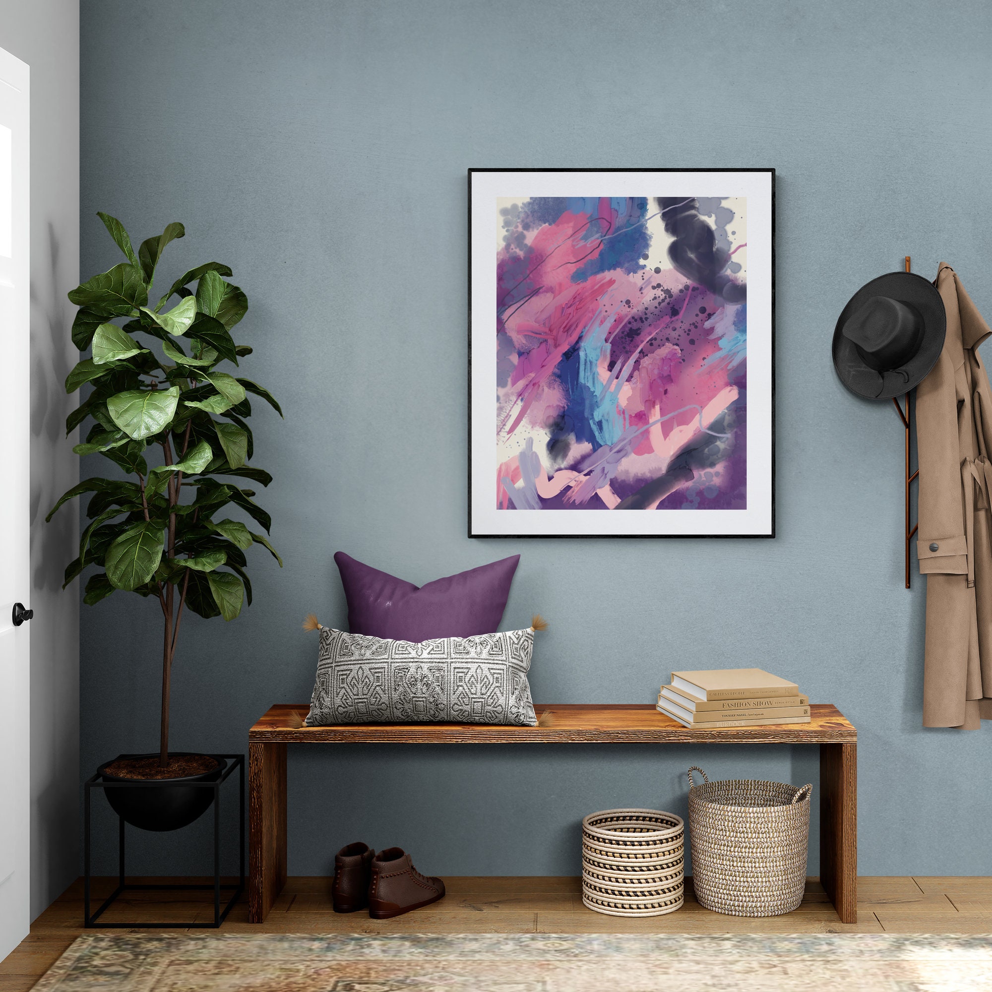 Printable Original Abstract Wall Art, Downloadable Oil Painting, Modern