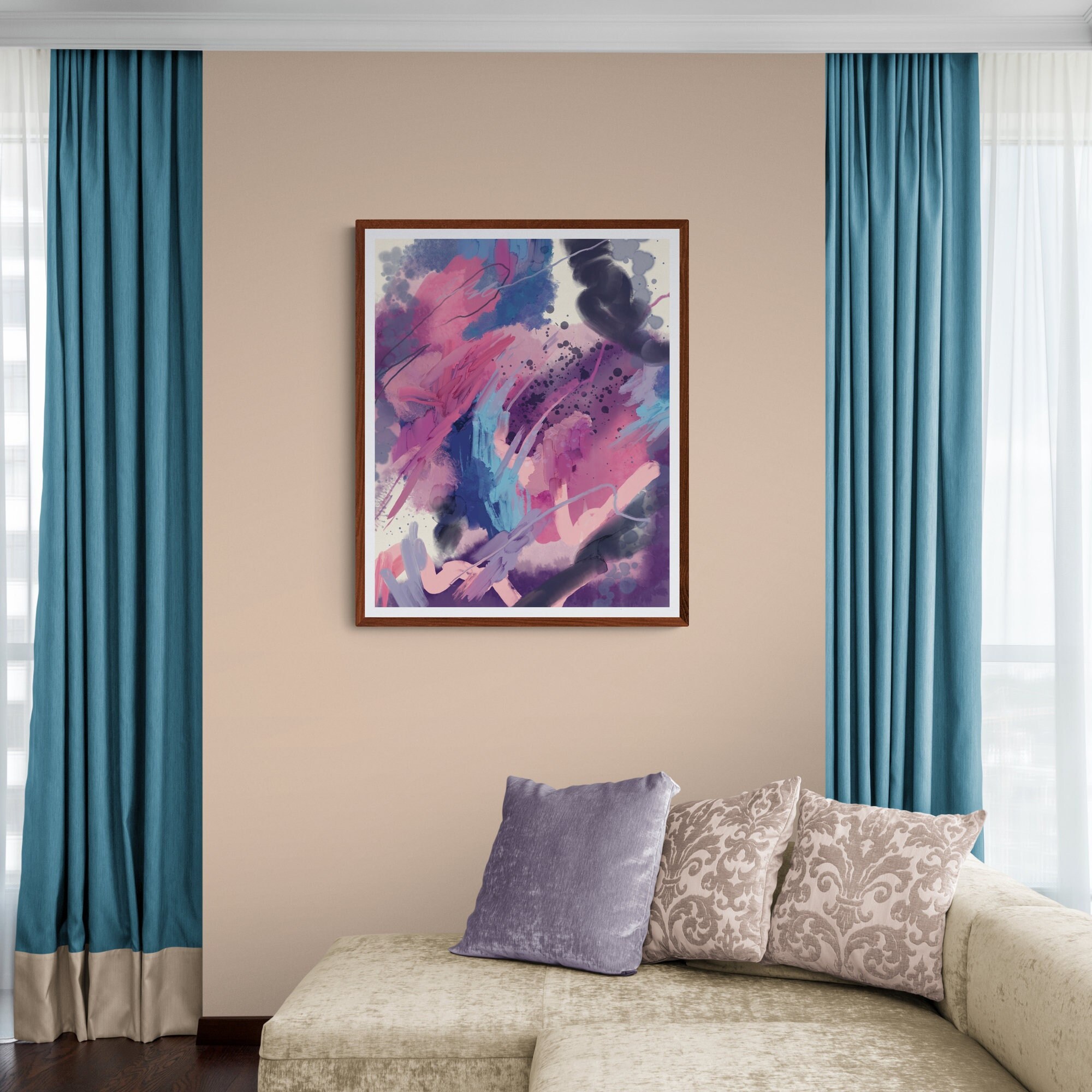 Printable Original Abstract Wall Art, Downloadable Oil Painting, Modern