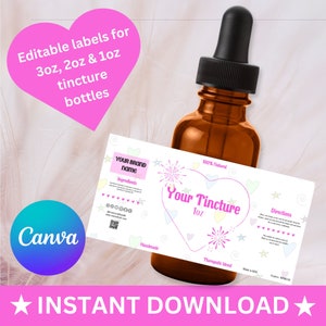 Printable Tincture Labels Bottle Labels for Tincture Glass Dropper