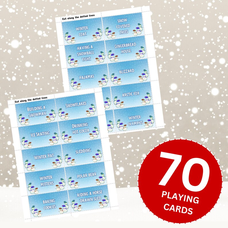 Winter Pictionary Game, Printable Friendsmas Holiday Pictionary, Fun ...