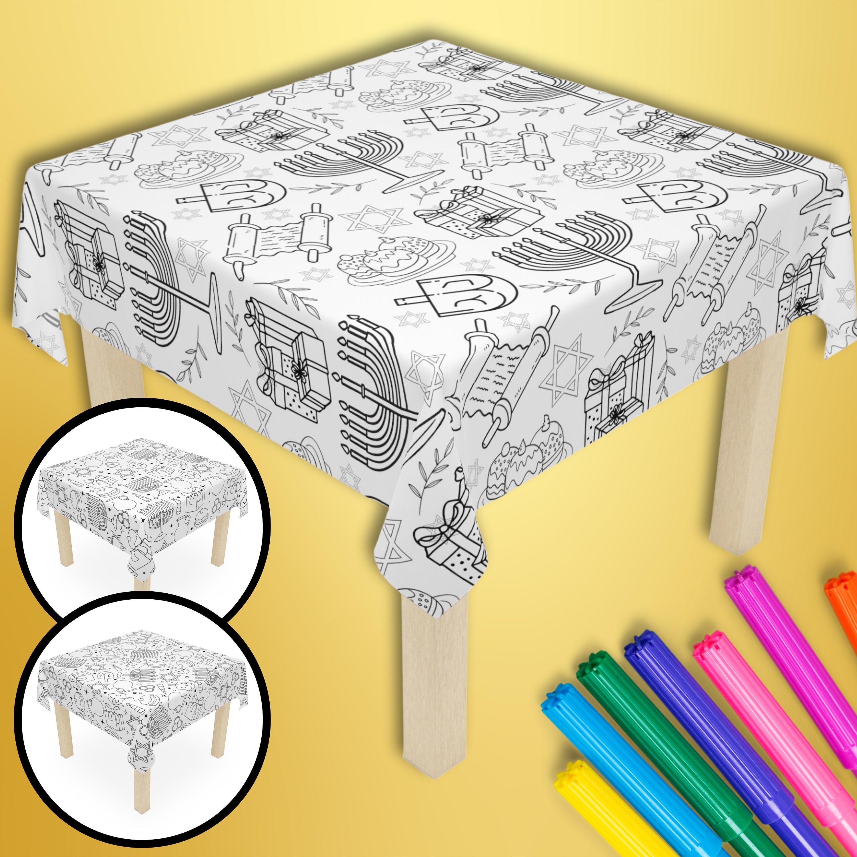 Color Your Own Hanukkah Tablecloth, Jewish Holiday Craft, Chanukah Party  Coloring in Activity for Kids, Washable Tablewear 