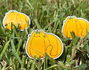 Cat Pumpkin Sticker | Fall Stickers | Vinyl Stickers | Laptop Stickers | Cat Stickers | Halloween Stickers