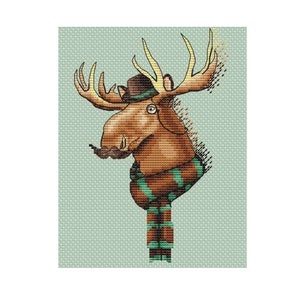 Moose cross-stitch PDF Pattern ; Christmas Embroidery Pattern ; Elk embroidery ; animal design ; canadian symbol Cross Stitch Pattern