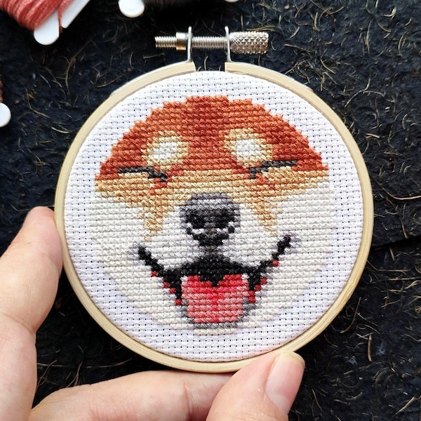 Dog cross stitch pattern PDF Shiba Inu Cute Pet stitching Funny dog Tiny Xstitch Small Counted cross stitch chart Digital download