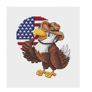 PDF Nähanleitung Weißkopfseeadler Unabhängigkeitstag Muster ; digitales Schnittmuster ; Adler Ornament; Einfaches Kreuzstichmuster