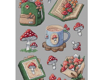 Fly Agaric Mushroom Cross Stitch Pattern: Forest Sampler (PDF Pattern)