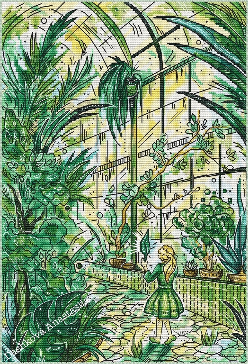 Greenhouse Pattern Greenhouse Cross Stitch Pattern: Botanical Plant Design (PDF Pattern ...