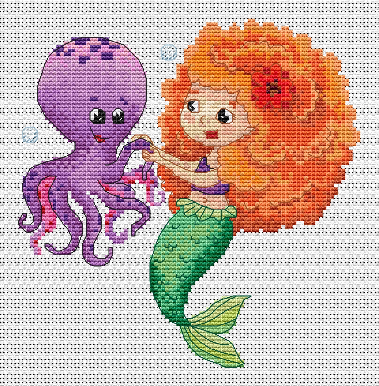 Mermaid Series Cross Stitch PDF Pattern Kids Room Decor Embroidery ...
