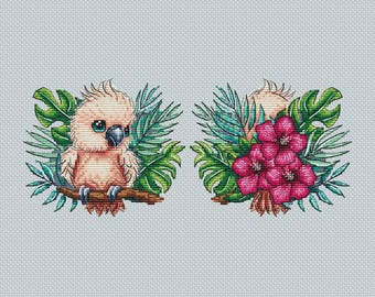 Cockatoo Cross Stitch Pattern: Baby Parrot Embroidery (PDF Pattern)
