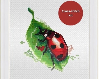 Cross-stitch kit ladybug ; Ladybug Embroidery ; needlework ; insect embroidery kit