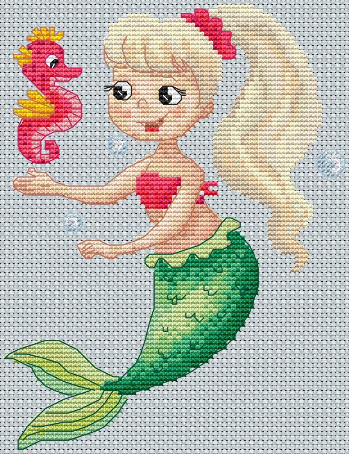 Mermaid Series Cross Stitch PDF Pattern Kids Room Decor Embroidery ...