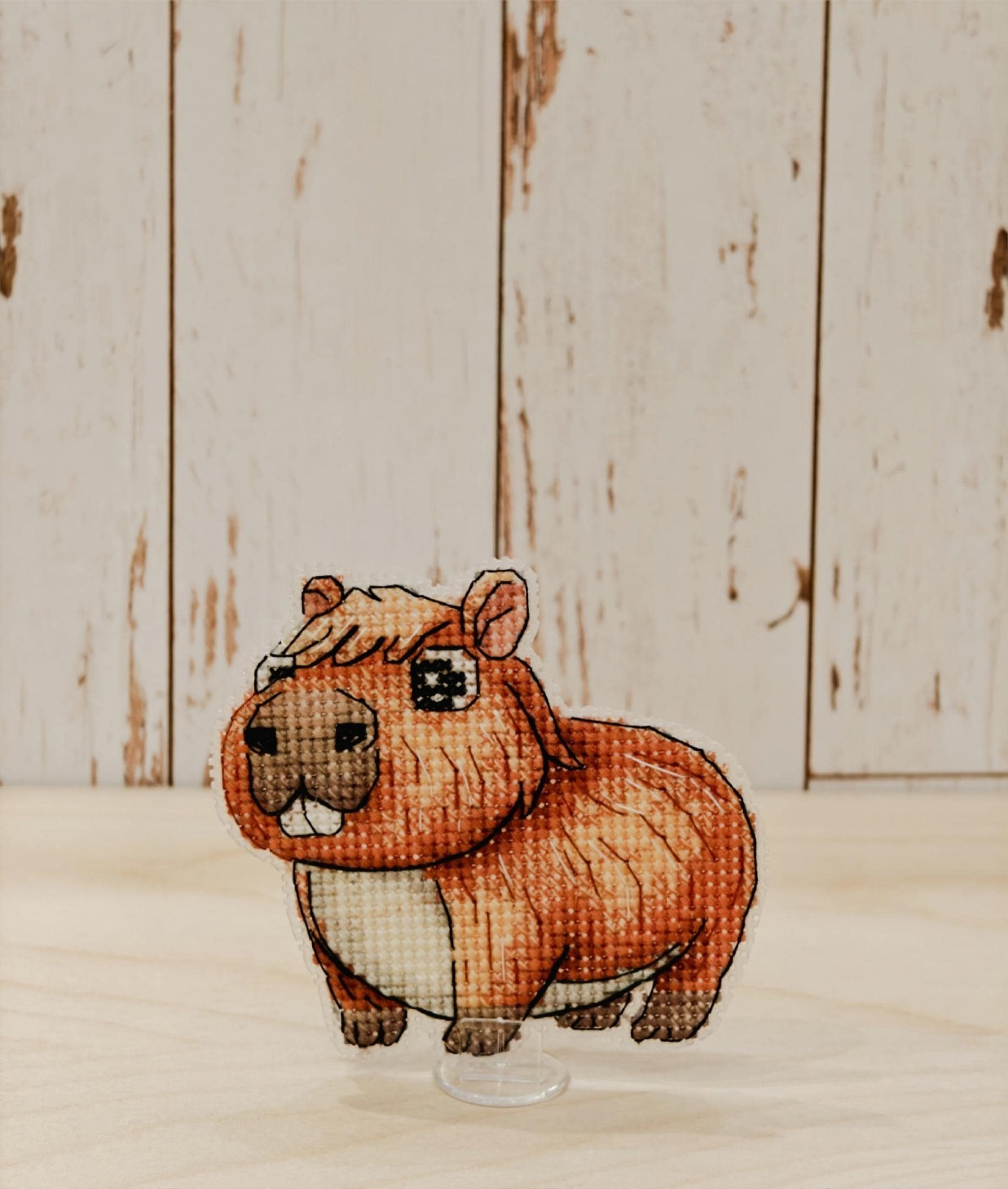 カピバラのクロスステッチ刺繍パターン；動物のクロスステッチ刺繍