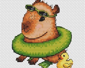 カピバラのクロスステッチ図案PDF - カピバラの刺繍 - すぐに
