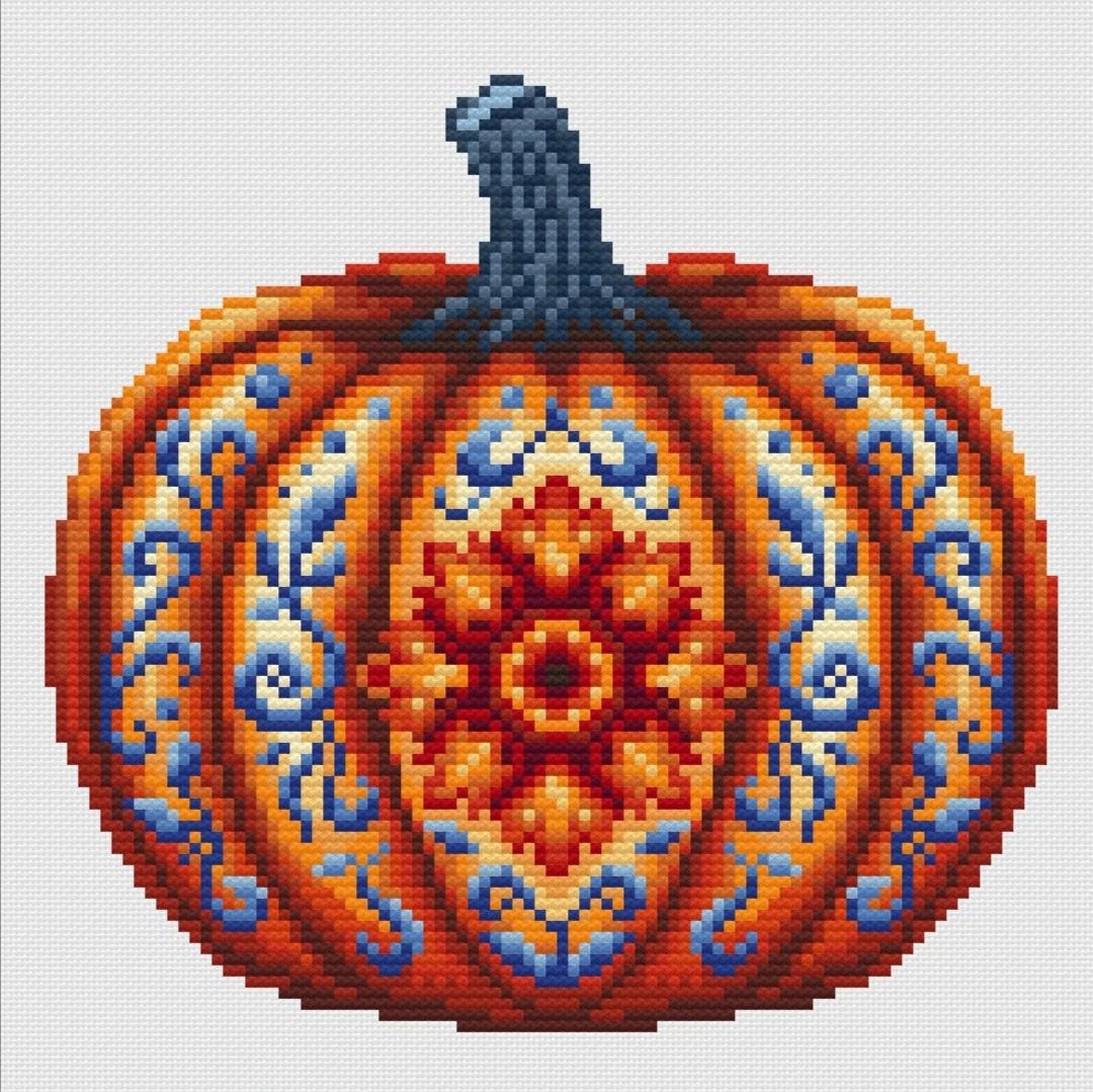 Pumpkin Cross Stitch Kit ; Vegetable Embroidery Needlework DIY ; Cross ...