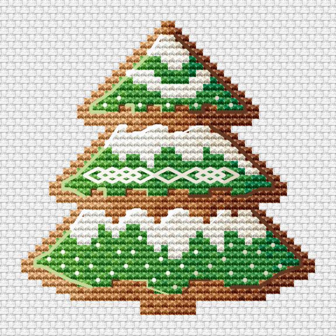 Gingerbread Christmas Tree Cross-stitch Pattern ; Holiday Ornament ...