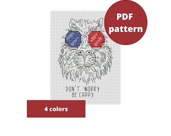 Capybara with Glasses Cross Stitch Pattern ; Funny Embroidery ; PDF Pattern ;  animal embroidery