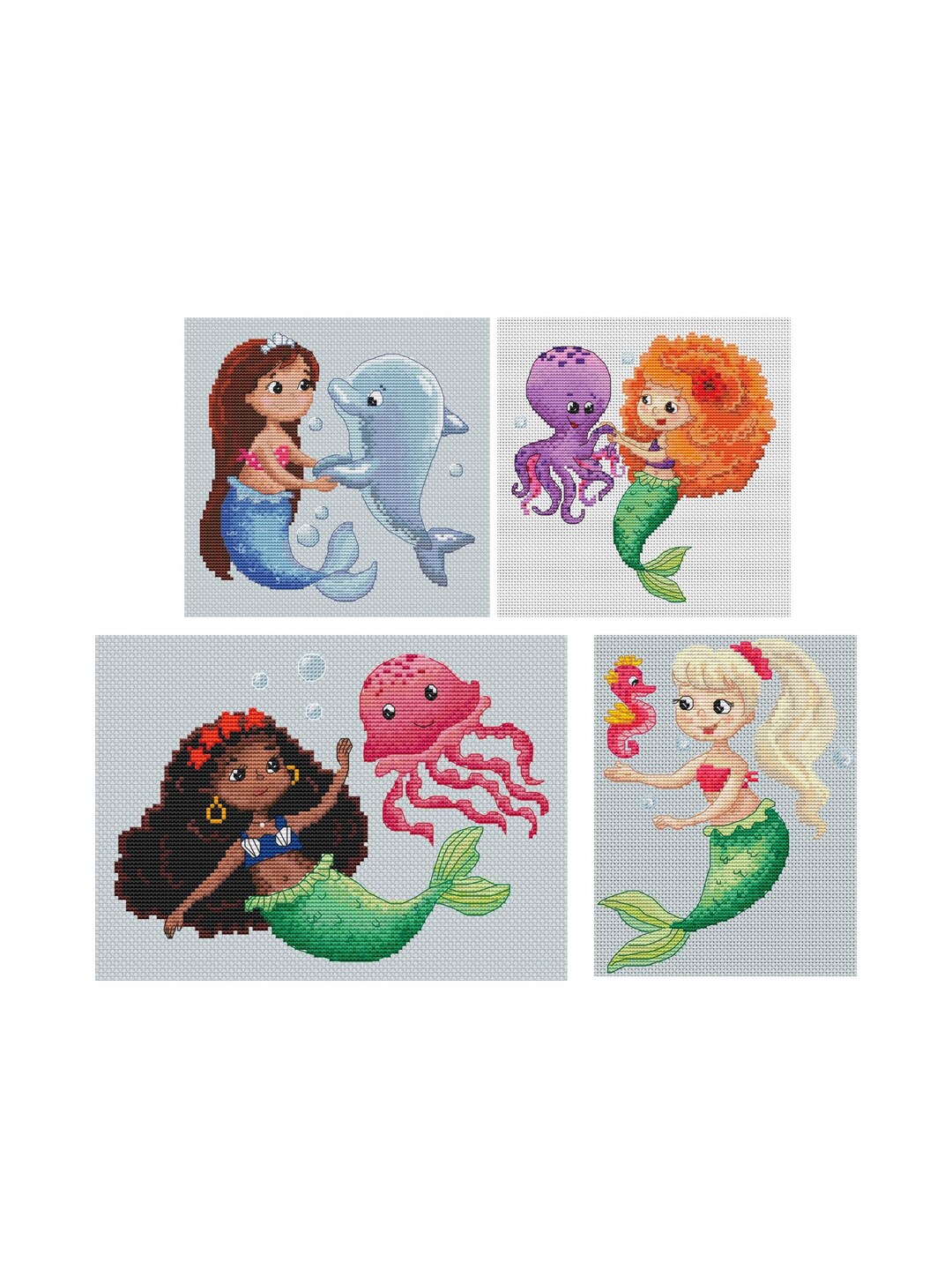 Mermaid Series Cross Stitch PDF Pattern ; Kids Room Decor Embroidery ...
