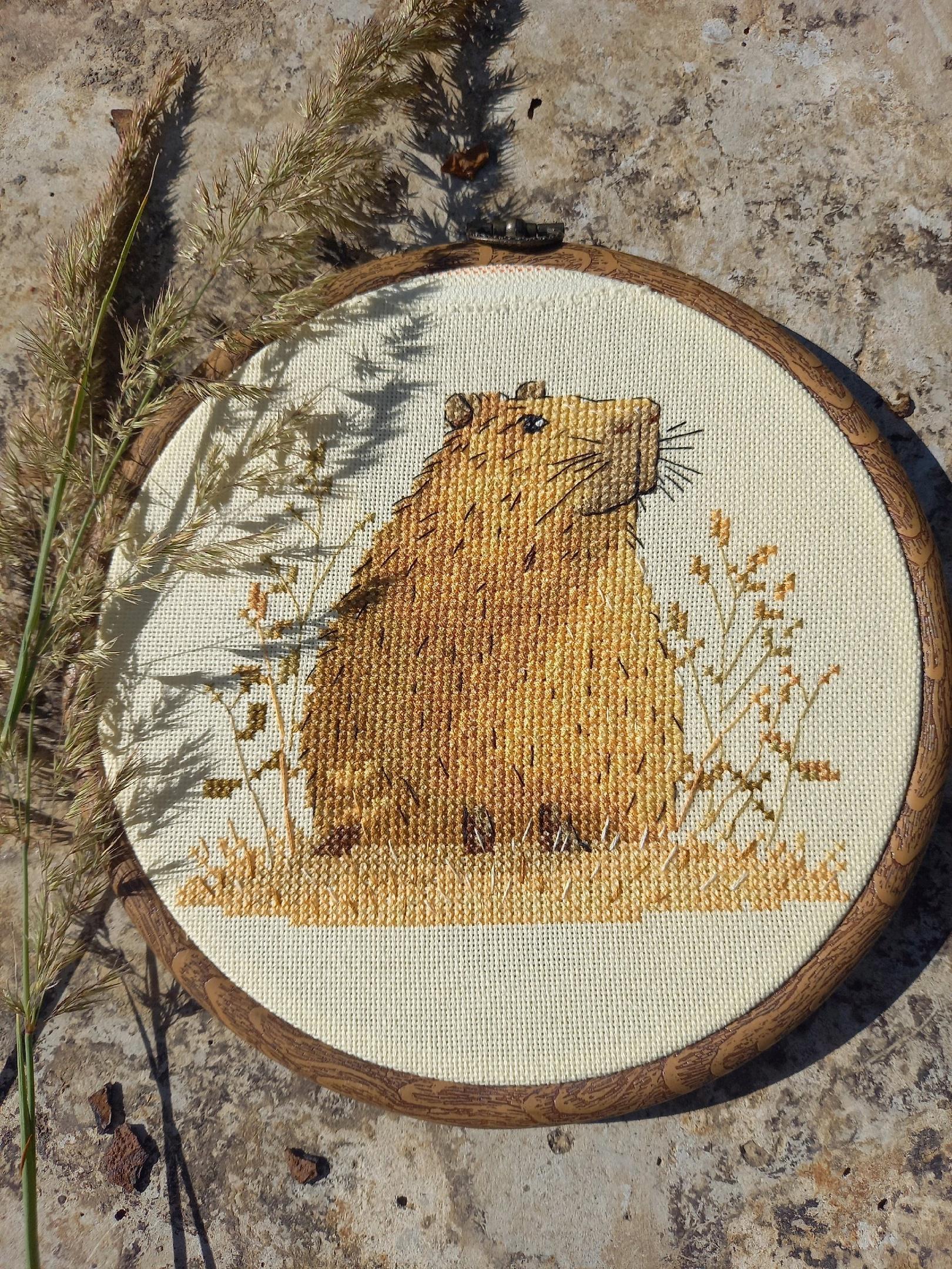 カピバラのクロスステッチキット：動物刺繍DIY針仕事 - Etsy 日本