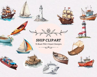 Nautical Adventures - 15 Transparent PNG Illustrations of Ships, Boats, and Rafts