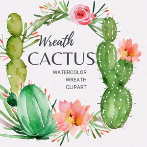 Watercolor Cactus Wreath PNG | Floral Cactus Clipart | Floral Cactus Frame | Desert Wreath | Cactus Frame | Cactus Sublimation | Cactus png
