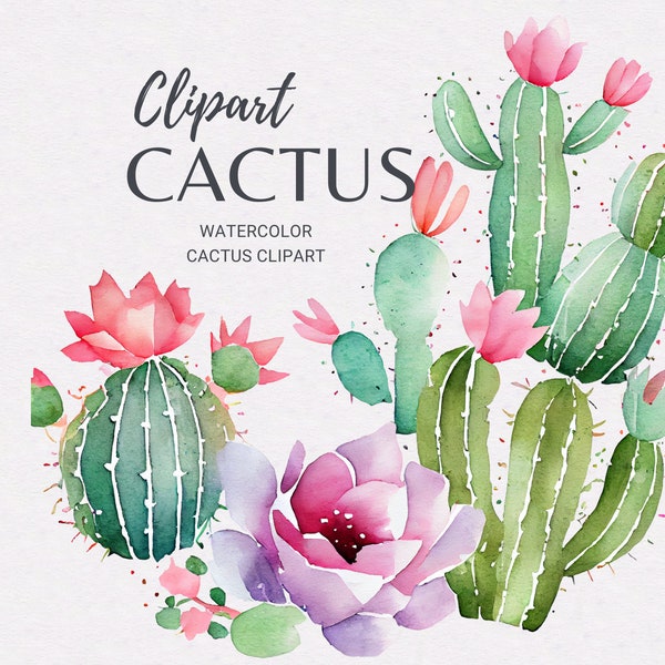 Watercolor Cactus PNG | Floral Cactus Clipart | Floral Cactus Frame | Desert png | Cactus Frame | Cactus Sublimation | Cactus png