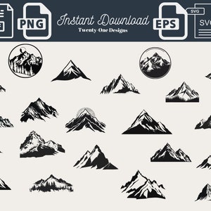 Mountain Vector Bundle | Mountains SVG Bundle | File for Cricut | Silhouette svg cut files | png, eps, dxf, svg