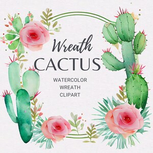 Watercolor Cactus Wreath PNG | Floral Cactus Clipart | Floral Cactus Frame | Desert Wreath | Cactus Frame | Cactus Sublimation | Cactus png