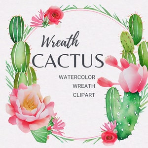 Watercolor Cactus Wreath PNG | Floral Cactus Clipart | Floral Cactus Frame | Desert Wreath | Cactus Frame | Cactus Sublimation | Cactus png