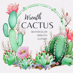 Watercolor Cactus Wreath PNG | Floral Cactus Clipart | Floral Cactus Frame | Desert Wreath | Cactus Frame | Cactus Sublimation | Cactus png