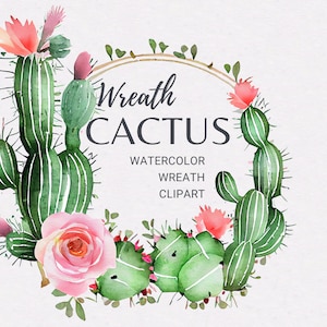 Watercolor Cactus Wreath PNG | Floral Cactus Clipart | Floral Cactus Frame | Desert Wreath | Cactus Frame | Cactus Sublimation | Cactus png