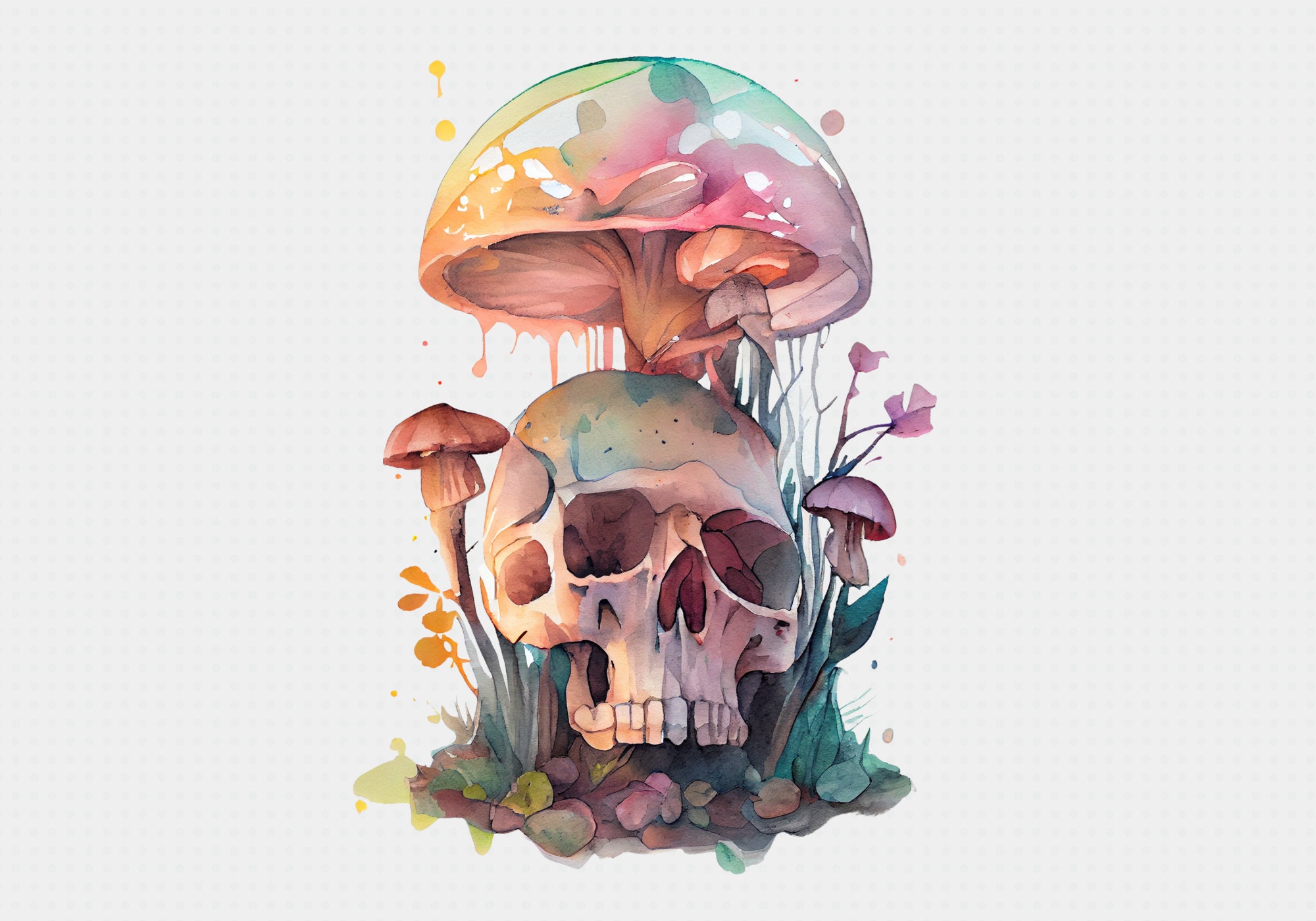 Skull and Mushrooms PNG Digital Download Clip Art Etsy