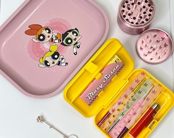 Kit per fumare - Vassoio per rotolare Coni pre-arrotolati Anello per smerigliatrice Kit per accendini Accessori per fumatori femminili Cartine per ragazze Coni per fumatori